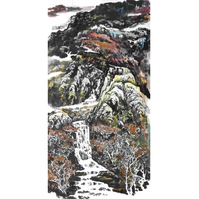 《秋韵》6尺 手工装裱画轴 国富作品