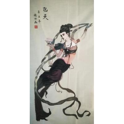 《飞天》70x135cm 国画 邓晓冰作品