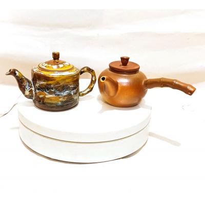 高温陶瓷，釉下五彩，纯天然矿物质《柴窑烧制茶壶》