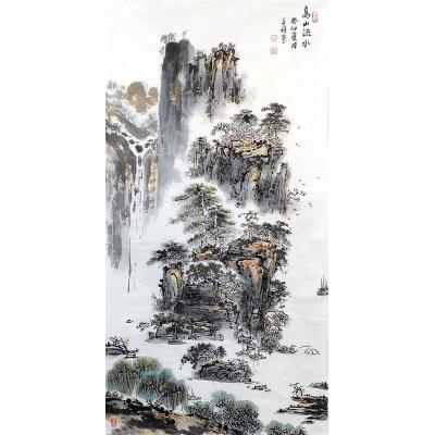 《高山流水》孙晋凯作品 水墨山水画 竖幅 139x69cm